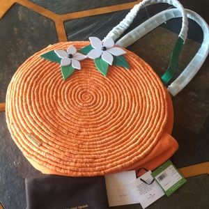 Kate Spade Spice Things Up Orange Straw Tote